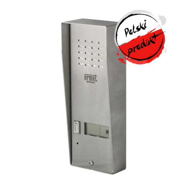 5025/1D - Kaseta zewnętrzna ze stali nierdzewnej z 1 przyciskiem i daszkiem - szer. 56mm - Miwi-Urmet | 903878053510