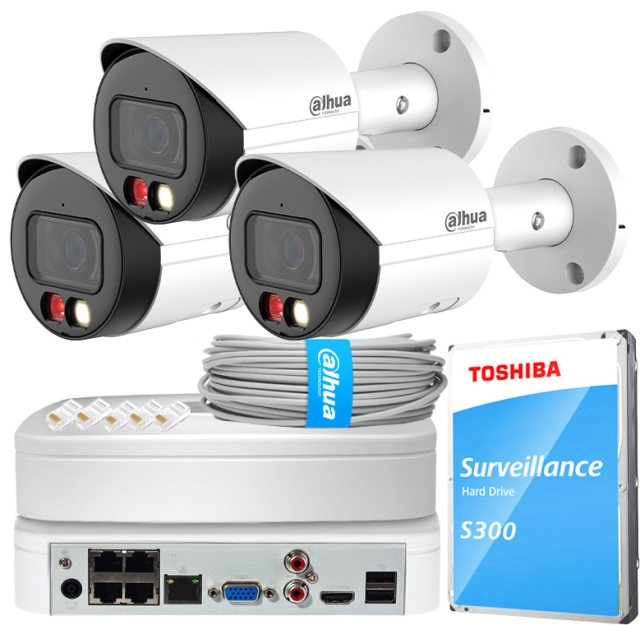 Zestaw do Monitoringu IP 4Mpx, 3 Kamery IPC-HFW2449S-S-IL-0280B, Dual Light, PoE - DAHUA | IPC-HFW2449S-S-IL-0280B(X3) POE KIT