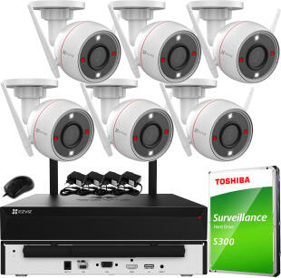 Zestaw Monitoringu WiFi 4Mpx, 6 Kamer zewnętrznych H3c 2K+, Dual Light, Audio - EZVIZ | H8c 2K+ (x6) WIFI KIT