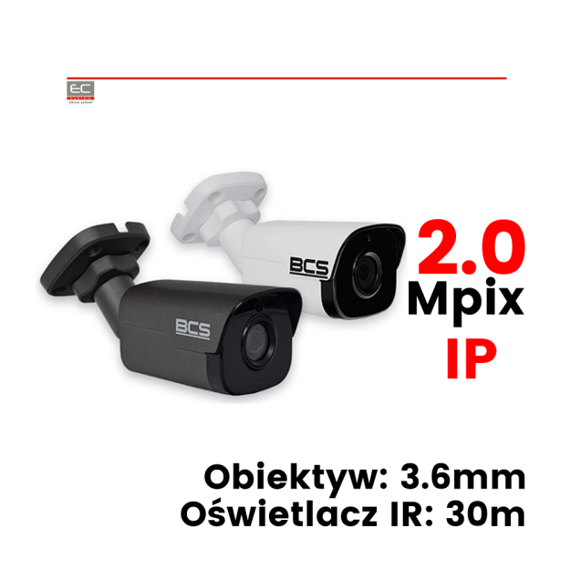 BCS-P-4121R / BCS-P-4121R-G - Kamera tubowa, 2Mpix, IP, 3.6mm, IR: 30m, D-WDR, 3D-DNR, ICR, IP66, H.265 - BCS POINT