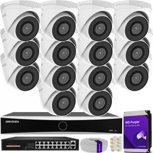 Zestaw do monitoringu IP 5Mpx, 14 Kamer IPC-T250H, PoE, IR30m - HiLook by Hikvision | IPC-T250H(x14) POE KIT