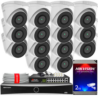 Zestaw do monitoringu IP 5Mpx, 14 Kamer IPC-T250H, PoE, IR30m - HiLook by Hikvision | IPC-T250H(x14) POE KIT