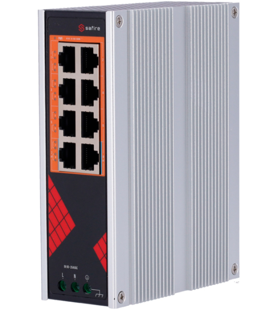 SF-SWI08HIPOE-G-AC-130-DIN - Switch przemysłowy 8x PoE 10/100/1000Mbps, 130W, DIN - Safire | SF-SWI08HIPOE-G-AC-130-DIN