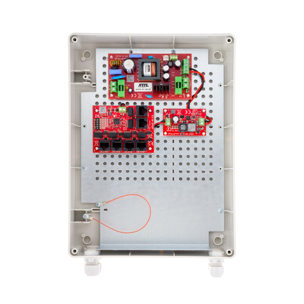 IPUPS‑5‑11‑XL2 / BCS-UPS/IP4/Z/E-S - Zestaw buforowy do 5 kamer IP, switch PoE z zasilaczem w obudowie, Long Range - ATTE | 5902143690429