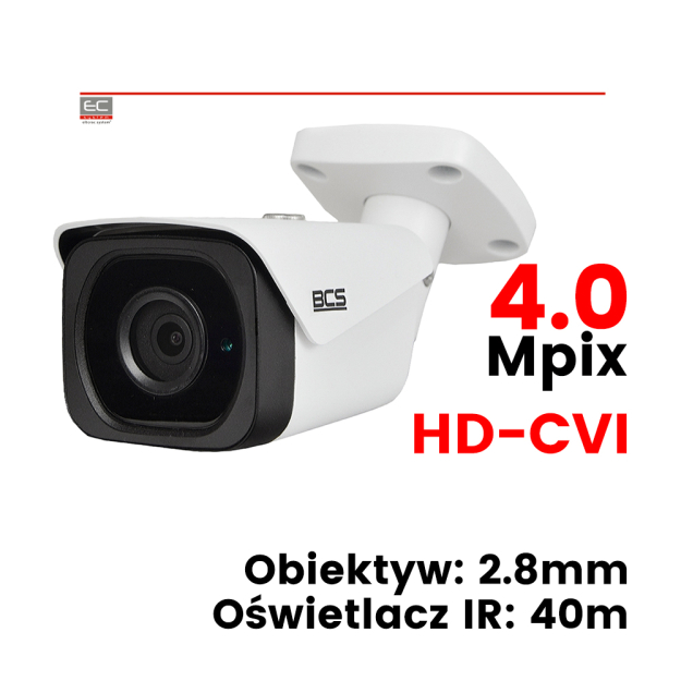 BCS-THC4401IR - Kamera tubowa, 4 Mpix, HD-CVI, 2.8mm, WDR, IR: 40m, dodatkowe wyjście analogowe CVBS - BCS LINE