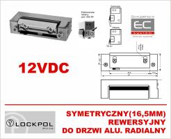 1411RF-12DC - Elektrozaczep 12VDC symetryczny, rewersyjny, radialny do drzwi aluminiowych - Lockpol | 1411RF-12DC