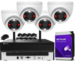 Zestaw Monitoringu WiFi 3Mpx, 4 Kamery Kopułkowe CS-H4 2K , Dual Light + Autotracking, Audio - EZVIZ | CS-H4 3Mpx (x4) WIFI KIT