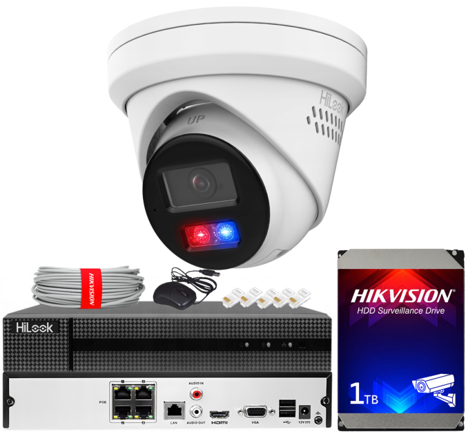 Zestaw do Monitoringu IP 6Mpx, 1 Kamera IPC-T260HAP-LUF/SL Smart Hybrid Light, PoE - HiLook by Hikvision | IPC-T260HAP-LUF/SL(x1) POE KIT