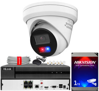Zestaw do Monitoringu IP 6Mpx, 1 Kamera IPC-T260HAP-LUF/SL Smart Hybrid Light, PoE - HiLook by Hikvision | IPC-T260HAP-LUF/SL(x1) POE KIT
