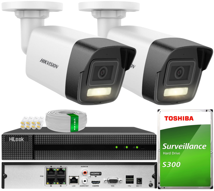 Zestaw do Monitoringu IP 6Mpx, 2 Kamery DS-2CD1061G2-LIU Smart Hybrid Light, PoE - Hikvision | DS-2CD1061G2-LIU(x2) POE KIT