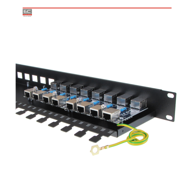 PTF-8R-ECO/PoE - 8-kanałowy panel zabezpieczający LAN z ochroną przepięciową PoE  - EWIMAR