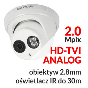 DS-2CE56D5T-IT3 - Kamera kopułkowa 2.0 Mpix HD-TVI / ANALOG 2.8mm IR 30m WDR - HIKVISION | DS-2CE56D5T-IT3