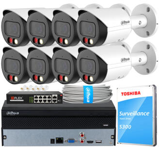 Zestaw do Monitoringu IP 4Mpx, 8 Kamer IPC-HFW2449S-S-IL-0280B, Dual Light, PoE - DAHUA | IPC-HFW2449S-S-IL-0280B(X8) POE KIT