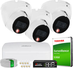 Zestaw do Monitoringu IP 8Mpx, 3 Kamery IPC-HDW1839T-A-IL, Dual Light, PoE - DAHUA | IPC-HDW1839T-A-IL(X3) POE KIT
