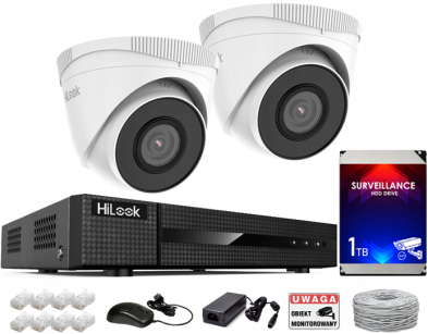Zestaw do Monitoringu IP 5Mpx 2 Kamery IPCAM-T5 - HiLook by Hikvision | IPCAM-T5 + NVR-4CH-5MP/4P