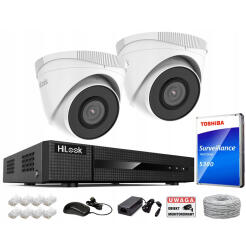 Zestaw do Monitoringu IP 5Mpx 2 Kamery IPCAM-T5 - HiLook by Hikvision | IPCAM-T5 + NVR-4CH-5MP/4P