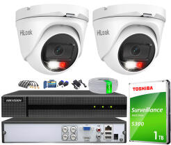 Zestaw do monitoringu TurboHD, 2 kamery zewnętrzne Hybrid Light 2Mpx, Rejestrator 4ch - HiLook by Hikvision | TVICAM-T2M-20DL + DVR-4CH-4MP