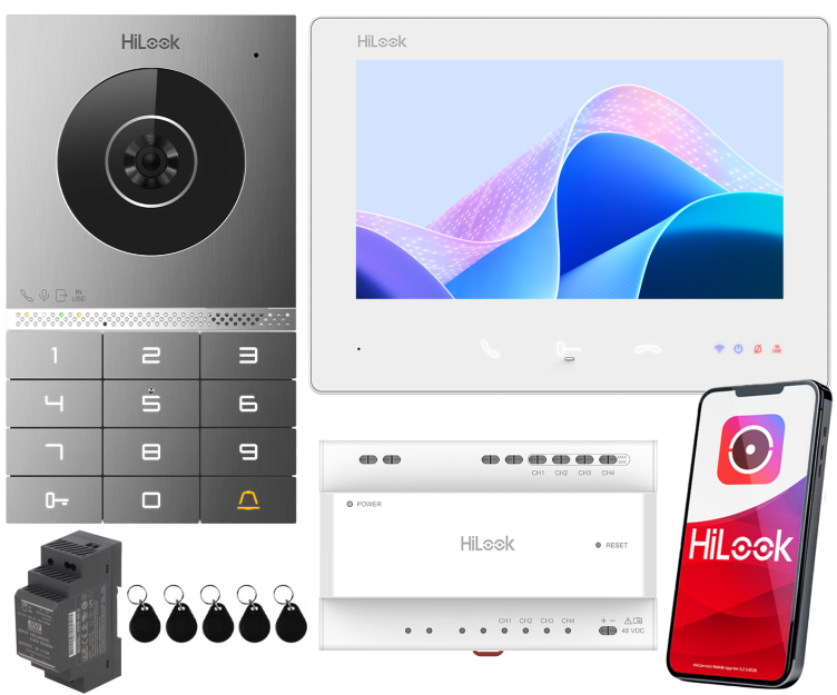 HD-VIS-02-K-W - Wideodomofon 2-żyłowy IP, WiFi, Szyfrator, Czytnik, 2x I/O - HiLook by Hikvision | 5906667310801