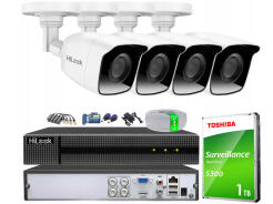 Zestaw do monitoringu TurboHD, 4 kamery 2Mpx, rejestrator 4ch - HiLook by Hikvision | TVICAM-B2M + DVR-4CH-4MP