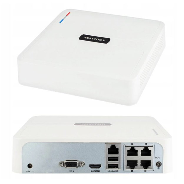 HWN-2104H-4P - Rejestrator IP PoE 4-kanałowy, do 4Mpx, H.265+, 1x SATA - Hikvision Hiwatch | HWN-2104H-4P