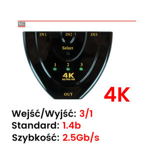 HDMI 3x1 Przełącznik splitter , 4K -  iFSWT-301 - ALIQUAM