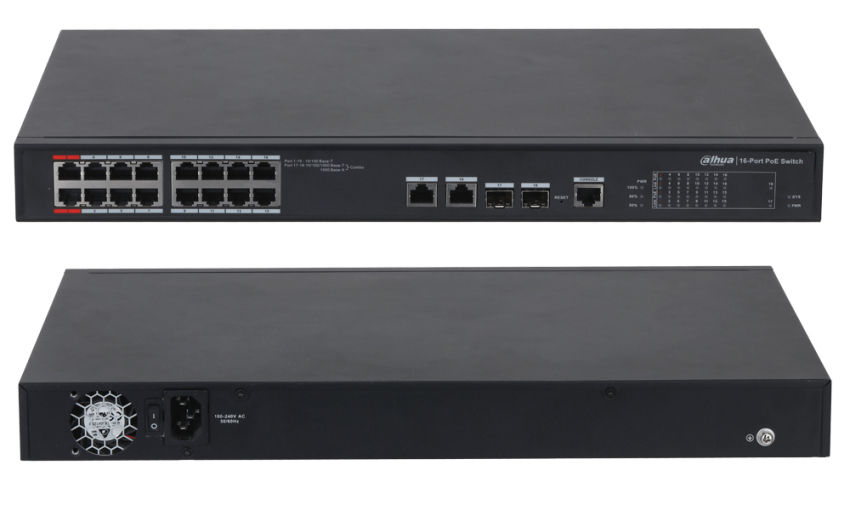 PFS4218-16ET-240-V3 - Switch przemysłowy PoE, 16-portowy+4 xRJ45/SFP, 19'', Combo - DAHUA | 6923172528124