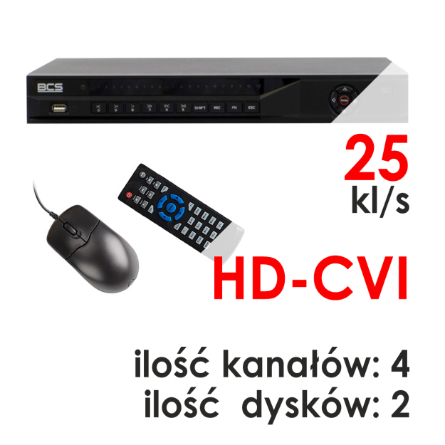 BCS-CVR04022M - Rejestrator 4-kanałowy 1080P HD-CVI - BCS