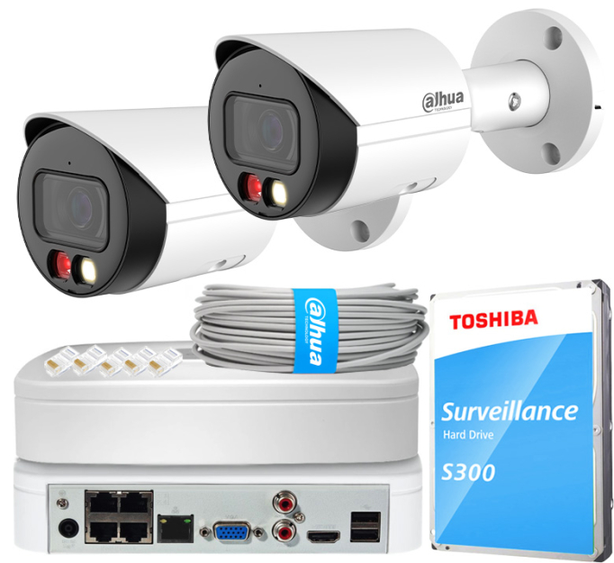 Zestaw do Monitoringu IP 4Mpx, 2 Kamery IPC-HFW2449S-S-IL-0280B, Dual Light, PoE - DAHUA | IPC-HFW2449S-S-IL-0280B(X2) POE KIT