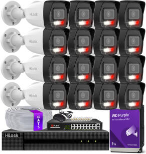 Zestaw do Monitoringu IP 6Mpx, 16 Kamer IPC-B160HA-LU Smart Hybrid Light, PoE - HiLook by Hikvision | IPC-B160HA-LU(x16) POE KIT