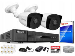 Zestaw do Monitoringu IP 5Mpx 2 Kamery IPCAM-B5 - HiLook by Hikvision | IPCAM-B5 + NVR-4CH-5MP/4P