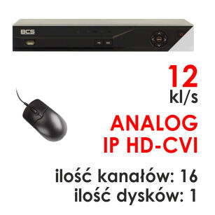 BCS-CVR1601-III - Rejestrator trybrydowy 16-kanałowy 1080P HD-CVI / ANALOG / IP - BCS