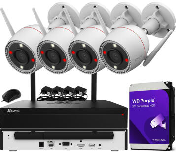 Zestaw Monitoringu WiFi 5Mpx, 4 Kamery zewnętrzne H3c 3K, Dual Light, Audio - EZVIZ | H8c 3K (x4) WIFI KIT