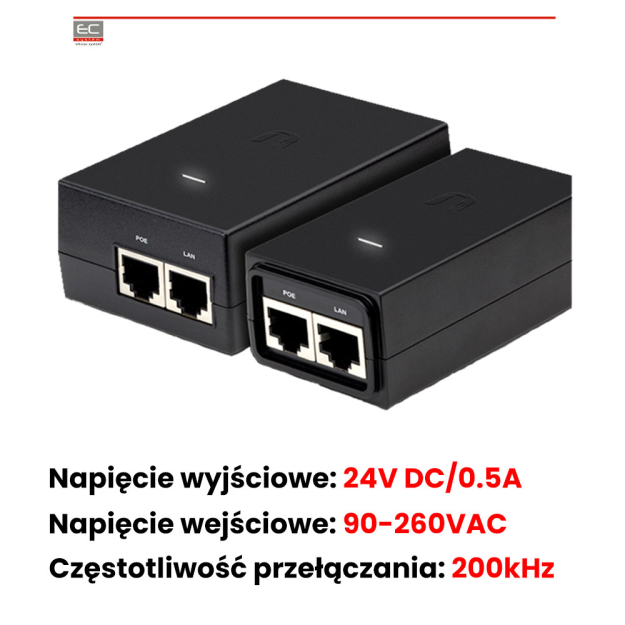 POE-24-12W - PASSIVE POE ADAPTER 24V 0,5A do NS-5ACL - UBIQUITY | POE-24-12W