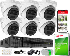 Zestaw do Monitoringu IP 4Mpx, 6 Kamer IPC-T241H-C, PoE, IR20m, IP67 - HiLook by Hikvision | IPC-T241H-C(x6) POE KIT