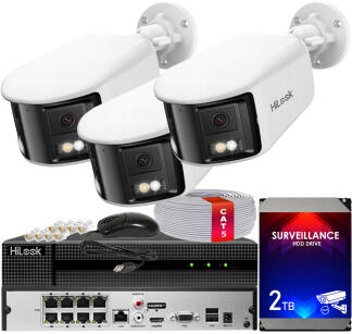 Zestaw do Monitoringu IP 8Mpx, 3 Kamery IPC-B480HAD-LUF/SL Smart Hybrid Light, MD2.0, Live Guard - HiLook by Hikvision | IPC-B480HAD-LUF/SL(x3) POE KIT