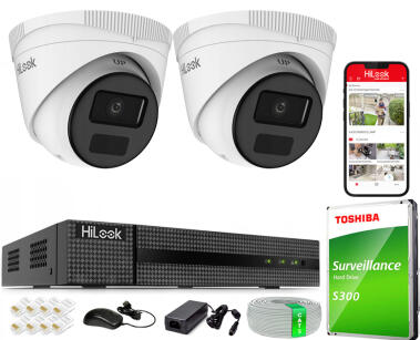 Zestaw do Monitoringu IP 4Mpx, 2 Kamery IPC-T241H-C, PoE, IR20m, IP67 - HiLook by Hikvision | IPC-T241H-C(x2) POE KIT