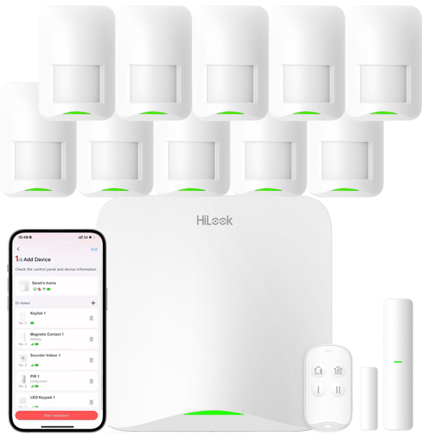 Bezprzewodowy zestaw alarmowy AX Home, 10x czujka PIR, WiFi, 4G/LTE - HiLook by Hikvision | AXHOME-KIT-10PIR
