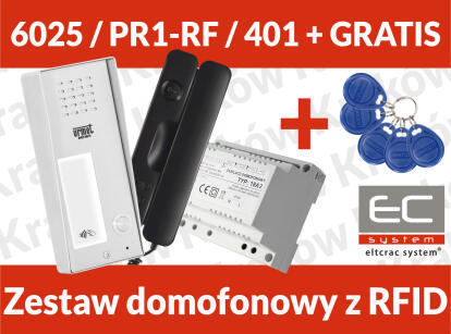 6025/PR1-RF/401 - Zestaw domofonowy z czytnikiem RFID dla 1 lokatora + GRATIS - Miwi-Urmet