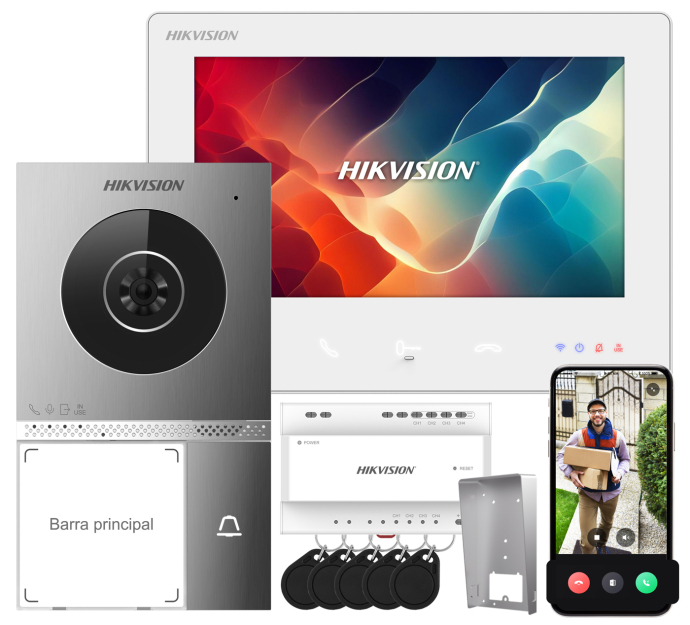 DS-KIS705EY - Wideodomofon 2-żyłowy IP, WiFi, czytnik zbliżeniowy Mifare - Hikvision | DS-KIS705EY