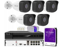Zestaw do Monitoringu IP 5Mpx 5 Kamer IPCAM-B5, Rejestrator 8ch z PoE, MD 2.0 - HiLook by Hikvision | IPCAM-B5 + NVR-8CH-5MP/8P