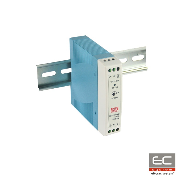 PS-MDR-20-15 - Zasilacz prądu stałego na szynę DIN, z podłączeniem PE - ACO | PS-MDR-20-15