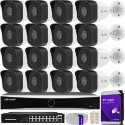 Zestaw do monitoringu IP 5Mpx, 16 Kamer IPC-B150H, PoE, IR30m - HiLook by Hikvision | IPC-B150H (x16) POE KIT