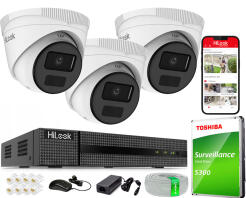 Zestaw do Monitoringu IP 4Mpx, 3 Kamery IPC-T241H-C, PoE, IR20m, IP67 - HiLook by Hikvision | IPC-T241H-C(x3) POE KIT
