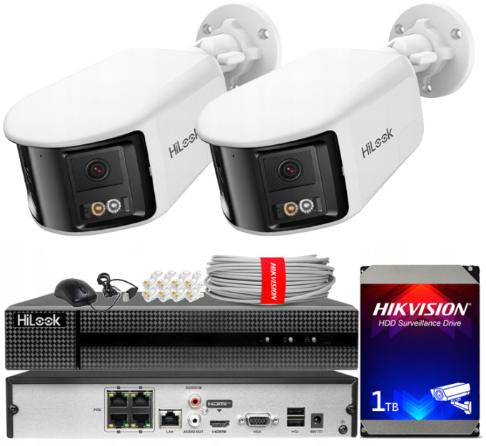 Zestaw do Monitoringu IP 6Mpx, 2 Kamery IPC-B460HAD-LUF/SL Smart Hybrid Light, MD2.0, Live Guard - HiLook by Hikvision | IPC-B460HAD-LUF/SL(x2) POE KIT