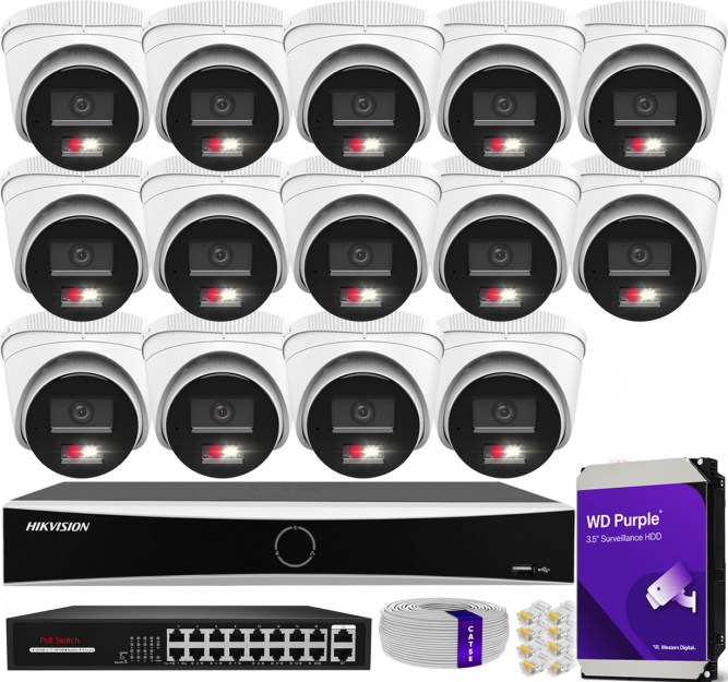 Zestaw do monitoringu IP 8Mpx 4K, 14 Kamer IPC-T280HA-LU PoE  - HiLook by Hikvision | IPC-T280HA-LU (x14) POE KIT