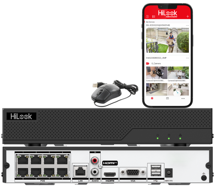 NVR-108MH-C/8P(E) - Rejestrator IP 8-kanałowy, 8x PoE, do 8MPx, Detekcja ruchu 2.0 - Hilook by Hikvision | 6936422170523