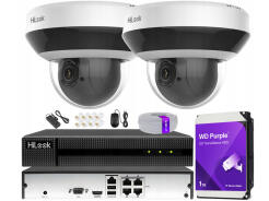 Zestaw do Monitoringu IP 4Mpx, 2 Kamery obrotowe PTZ-C4MP, Rejestrator 4ch PoE - HiLook by Hikvision | PTZ-C4MP + NVR-4CH-4MP/4P