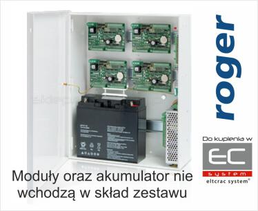 ME-2-D - Obudowa metalowa z 3 szynami montażowymi T35mm z zasilaczem oraz dystrybutorem zasilania - Roger | ME-2-D