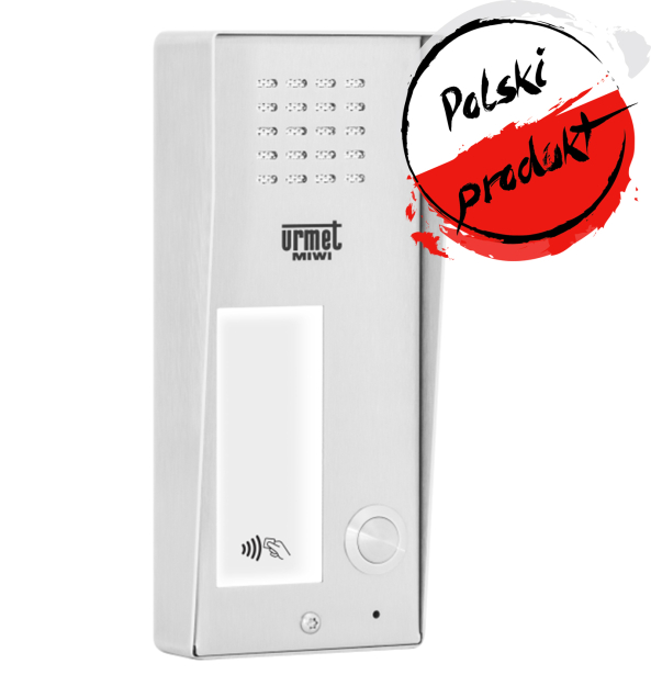 6025/PR1-RF - Kaseta zewnętrzna ze stali nierdzewnej z 1 przyciskiem, czytnikiem RFID i modułem informacyjnym serii ELITE - Miwi-Urmet | 6025/PR1-RF