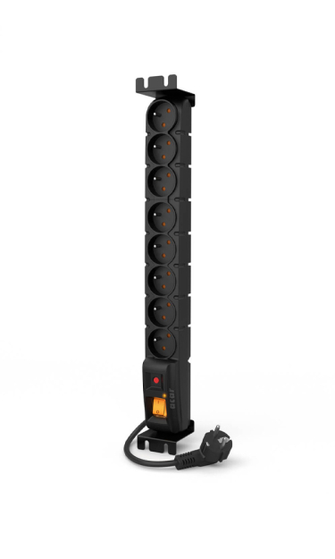 S8 FA RACK - Listwa przeciwprzepięciowa czarna - ACAR | 5904743366100